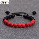 B&R Bracelet for men with black and red beads with adjustable rope