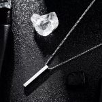 Silver Bar Pendant with 65cm long chain