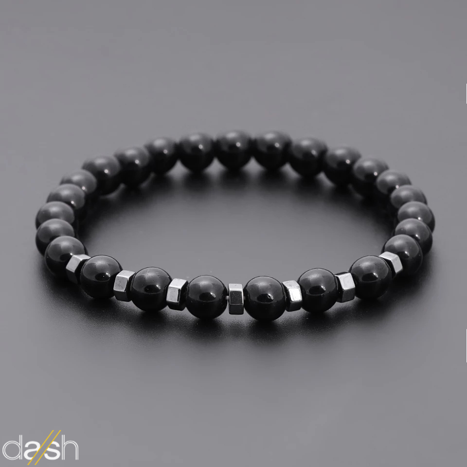 W26 small beads black bracelet for men