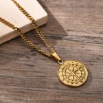 Compass Pendant Gold with chain