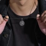 Ancient Grey Stainless Steel Compass Pendant