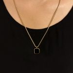 SQ03 Gold and black square pendant