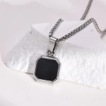 SQ01 Silver and black pendant