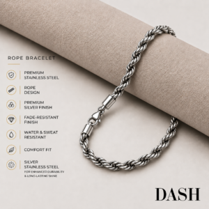 Rope Bracelet Silver stainless steel bracelet by DASH